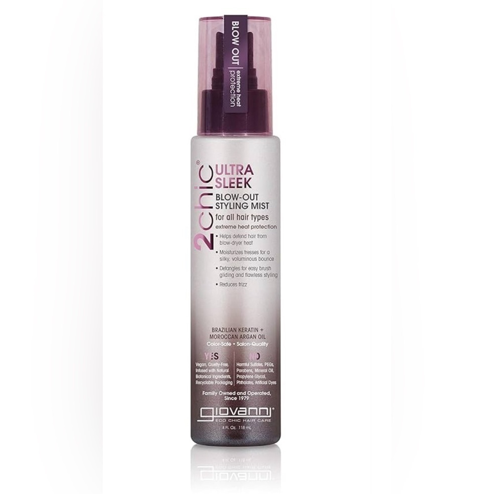 GIOVANNI 2chic Ultra Sleek Flat Iron Stylin Mist Brazilian Keratin Hair Straight